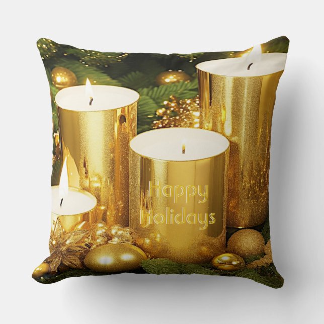 Bougies d'or Noël Oreiller (Recto)
