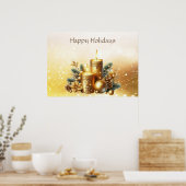 Bougies d'or Poster de Noël (Cuisine)