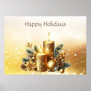 Bougies d'or Poster de Noël