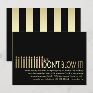 Bougies d'or Surprise Anniversaire Invitation