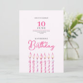 bougies rose invitation d'anniversaire fille (Debout devant)