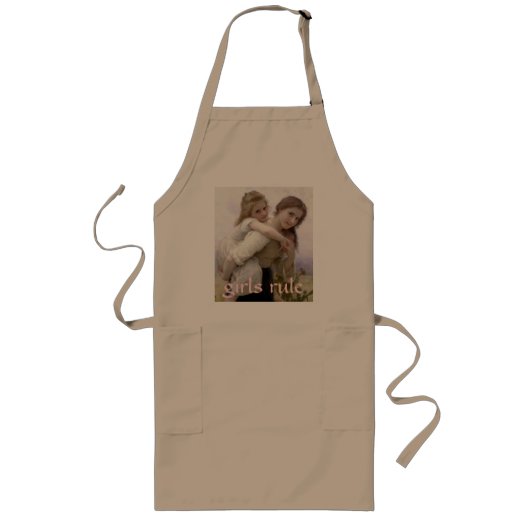 Bouguereau Girls Rule Apron Lang Schort (Voorkant)