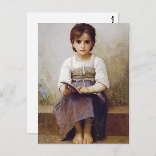 Bouguereau het Briefkaart van de harde lesson (Voorkant / Achterkant)