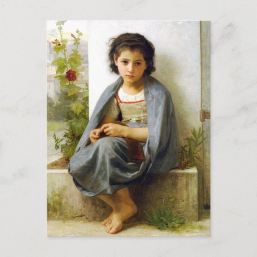 Bouguereau het kleine Briefkaart Knitter (Voorkant)