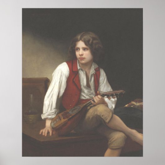 Bouguereau - Italien à la Mandoline Poster (Voorkant)