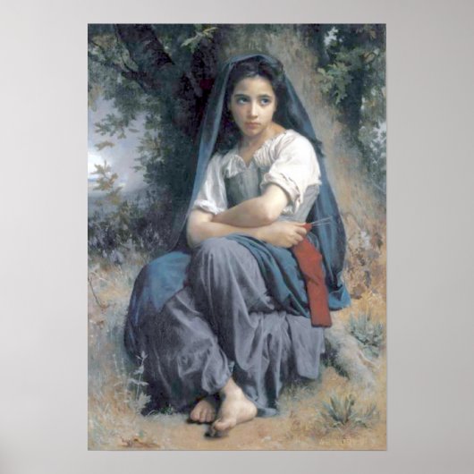 Bouguereau - La Petite Tricoteuse Poster (Voorkant)