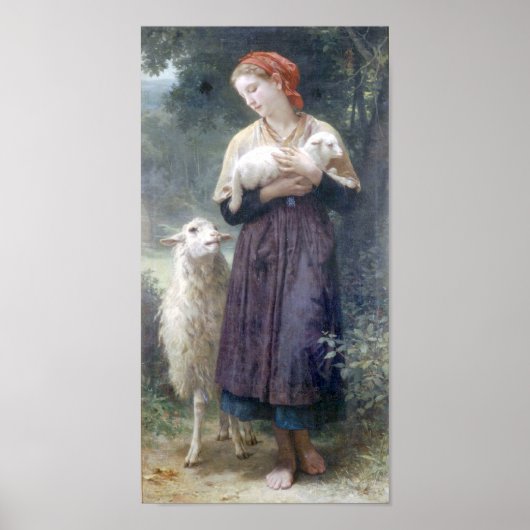 Bouguereau - L'Agneau Nouveau-ne Poster (Voorkant)