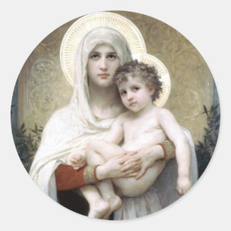 Bouguereau Madona met rozen Christendom religie Ronde Sticker
