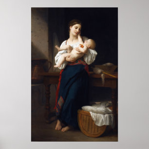 Bouguereau - moeder en kind poster
