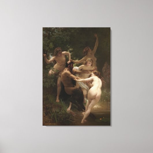 Bouguereau Nymphs en Satyr Canvas Afdruk (Voorkant)