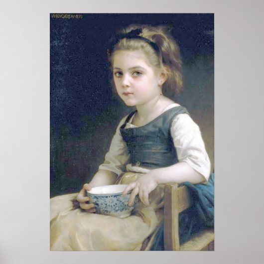 Bouguereau - Petite Fille au Bol Bleu Poster (Voorkant)