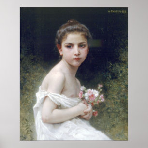 Bouguereau - Petite Fille au Bouquet Poster