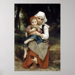 Bouguereau's schilderij: Breton Brother en zuster Poster