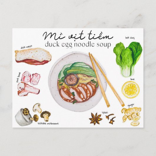 Bouillon de nouilles à l'oeuf de canard - Carte po (Devant)