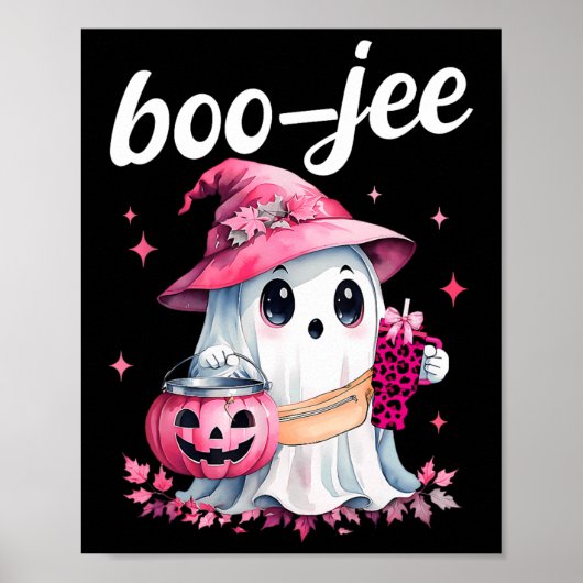 Boujee Boo Jee Spooky Ghost Pink Halloween Pumpkin Poster (Voorkant)