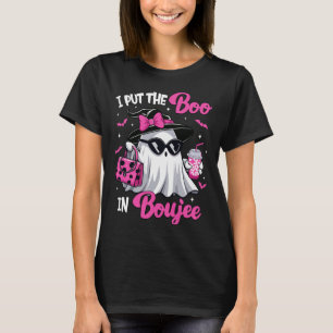 Boujee Boo Jee Spooky Ghost Pink Halloween Pumpkin T-shirt