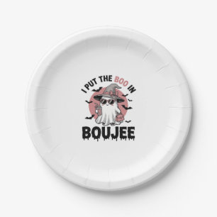 Boujee spook Halloween vintage graveerontwerp_1 Papieren Bordje