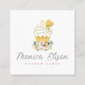 boulangerie à fleurs rose logo carré carte de visi (Devant)