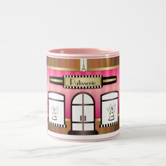 Boulangerie à thème rose Paris Pâtisserie Mug (Centre)