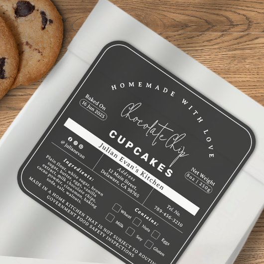 Boulangerie artisanale minimaliste Noir Étiquette