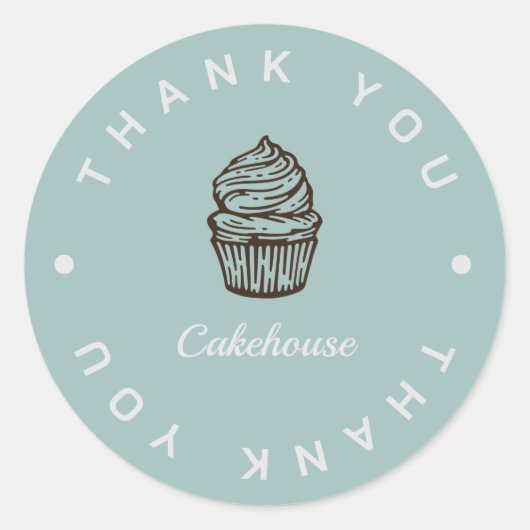 Boulangerie Blue Cupcake Sticker Merci d'affaires (Devant)