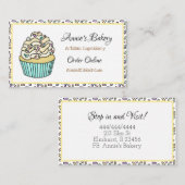 Boulangerie | Carte de visite de cupcake rayé jaun (Devant / Derrière)
