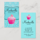 Boulangerie Carte de visite Vintage Damask Blue (Devant / Derrière)