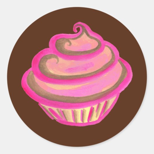 Boulangerie Cupcake Rose Stickers fête d'anniversa (Devant)