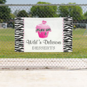 Boulangerie Cupcake Zebra Pink Dots Bannière (En situation)