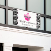 Boulangerie Cupcake Zebra Pink Dots Bannière (Bâtiment extérieur)