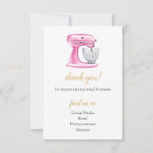 Boulangerie de gâteau rose et or Carte de remercie (Dos)