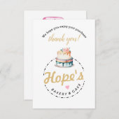 Boulangerie de gâteau rose et or Carte de remercie (Devant / Derrière)