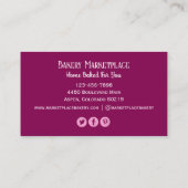 Boulangerie de gâteaux Carte de visite des icônes  (Dos)