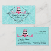 Boulangerie de gâteaux Damask Aqua Cartes de visit (Devant / Derrière)