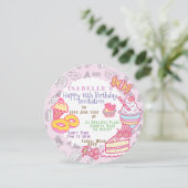 Boulangerie et boissons rose Carte de vacances (Debout devant)