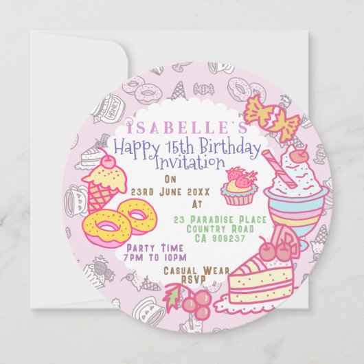 Boulangerie et boissons rose Carte de vacances (Devant)