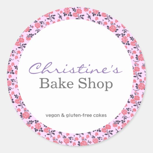 Boulangerie Logo Sticker Étiquette FLORAL VINTAGE (Devant)