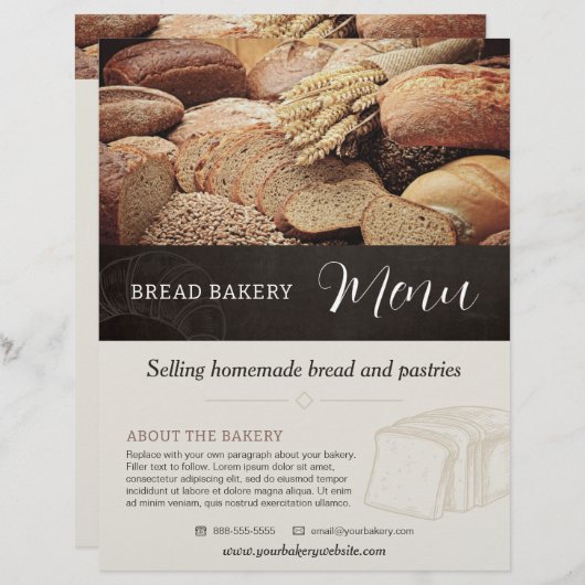Boulangerie Menu Brochure Flyer Modèle (Devant / Derrière)