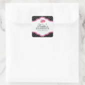Boulangerie noire et rose carré Stickers emballage (Sac)