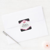 Boulangerie noire et rose carré Stickers emballage (Enveloppe)