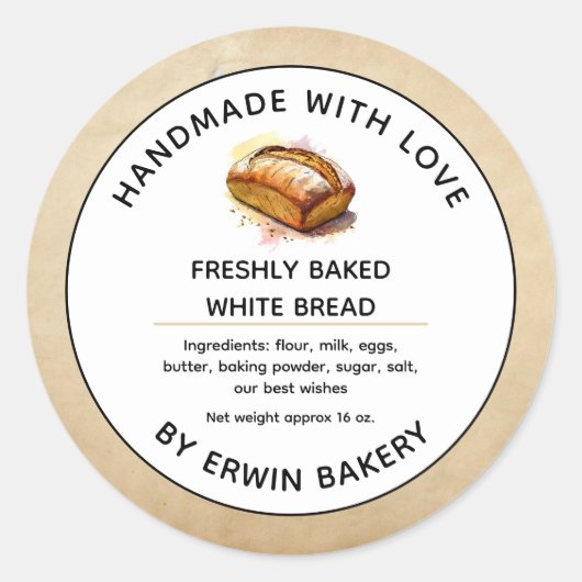 Boulangerie Pain cuit Pain Étiquette (Devant)