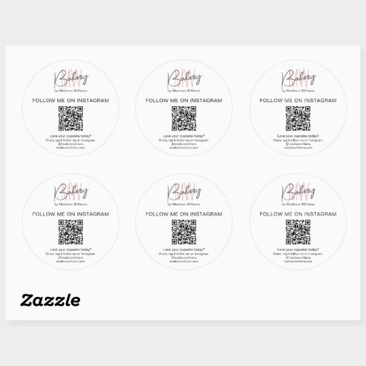 Boulangerie QR Code Monogramme Logo Autocollant pr (Feuille)