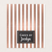 Boulangerie rose à rayures or Carte de visite plié (Extérieur déplié)