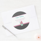 Boulangerie rose et gris Damask Cute Sticker Étiqu (Enveloppe)
