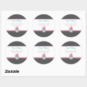 Boulangerie rose et gris Damask Cute Sticker Étiqu (Feuille)