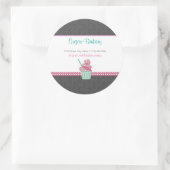 Boulangerie rose et gris Damask Cute Sticker Étiqu (Sac)