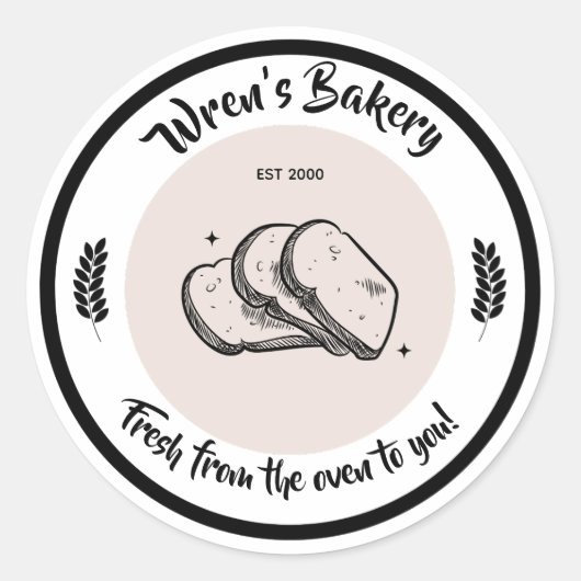 Boulangerie Sticker - image pain. Texte modifiable (Devant)