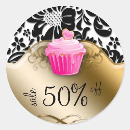 Boulangerie Stickers Cupcake Floral Caramel rose (Devant)