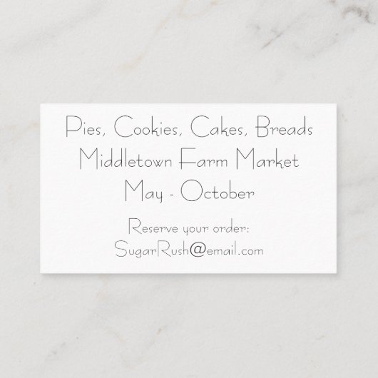 Boulangerie Traitements sur un Carte de visite en  (Dos)