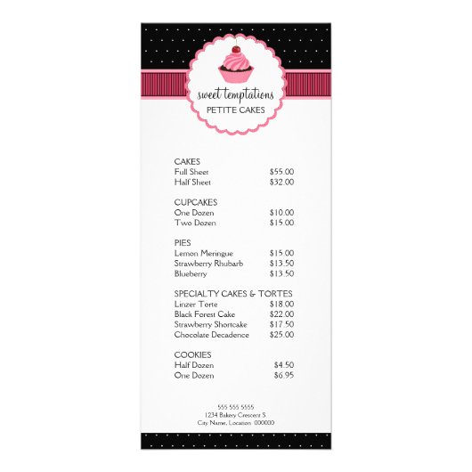 Boulangerie Whimsical Cupcake Cartes en rack rose (Devant)